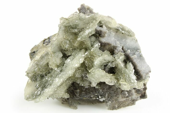Bladed Barite on Galena and Quartz - Morocco #261667